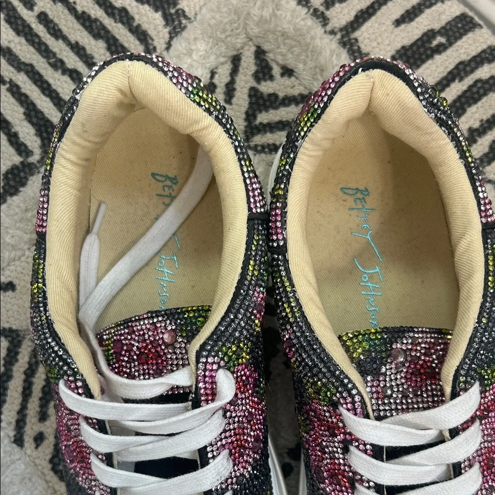 Betsey Johnson Black and Pink Floral Sneakers - Picture 3 of 5